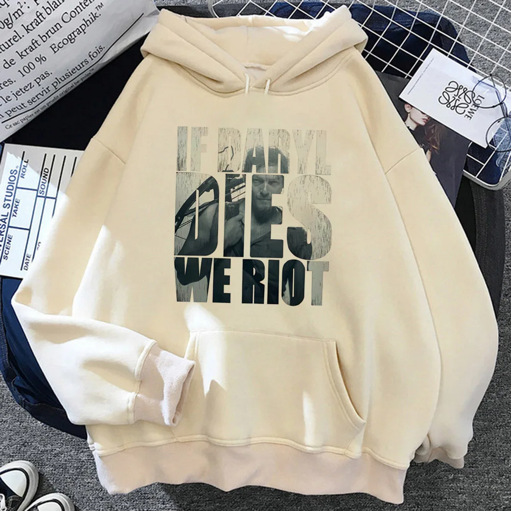 Daryl Dixon Hoodies para mulheres, gráfico anime, suéter gótico de lã, harajuku feminino puxa