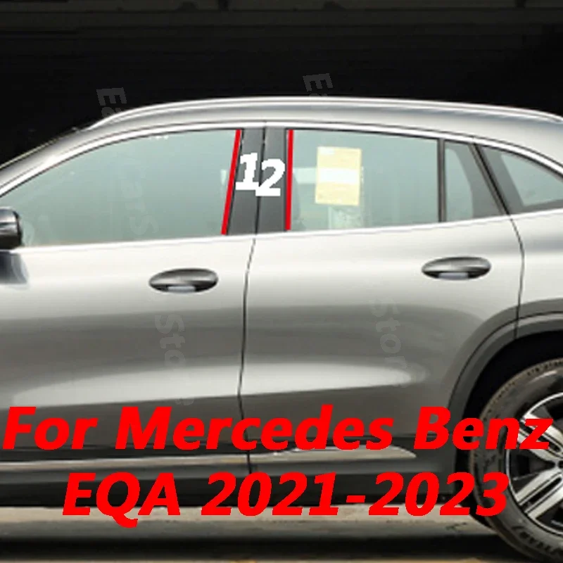 

For Mercedes Benz EQA 2021 2022 2023 Car B C Pillar Middle Central Column PC Window Decoration Strip Sticker Cover Accessories