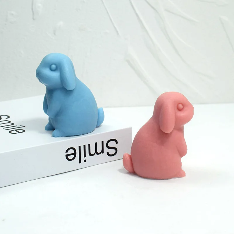 

Rabbit Silicone Mold Cartoon Standing Bunny Candle Molds Home Decor Animal Wax Mould desk Ornament Easter Unique Gift For Kids