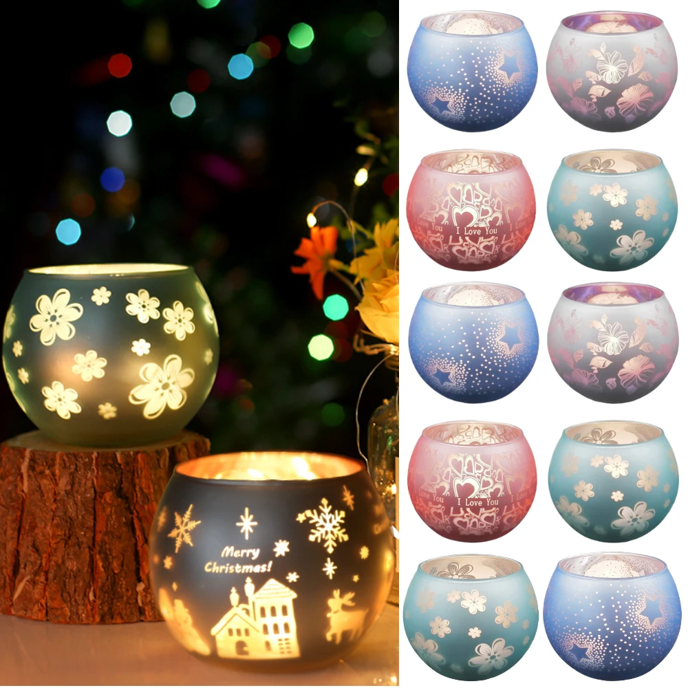Bunte Kerzenhalter Sternennacht Tee licht halter Quecksilber glas Votiv kerzen becher Weihnachten Hochzeits feier Dekoration
