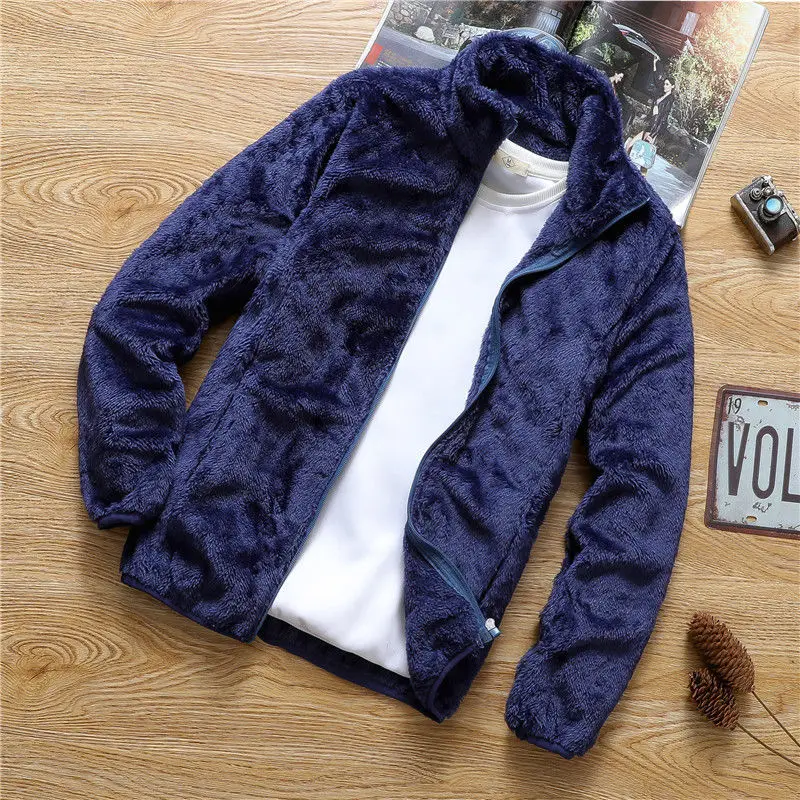 

2023 New Autumn fleece jacket Men's Korean version loose fitting youth casual solid collar fleece jacket