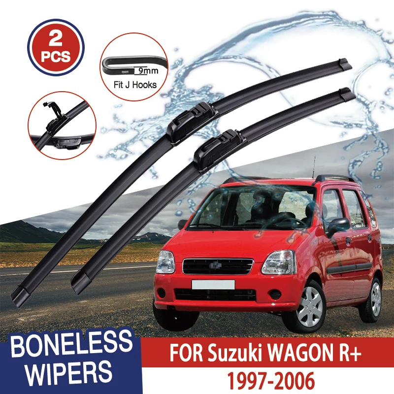 

For Suzuki WAGON R+ 1997-2006 Car Windshield Wiper U-type Soft Rubber Frameless Bracketless Car Wipers 20"+18"