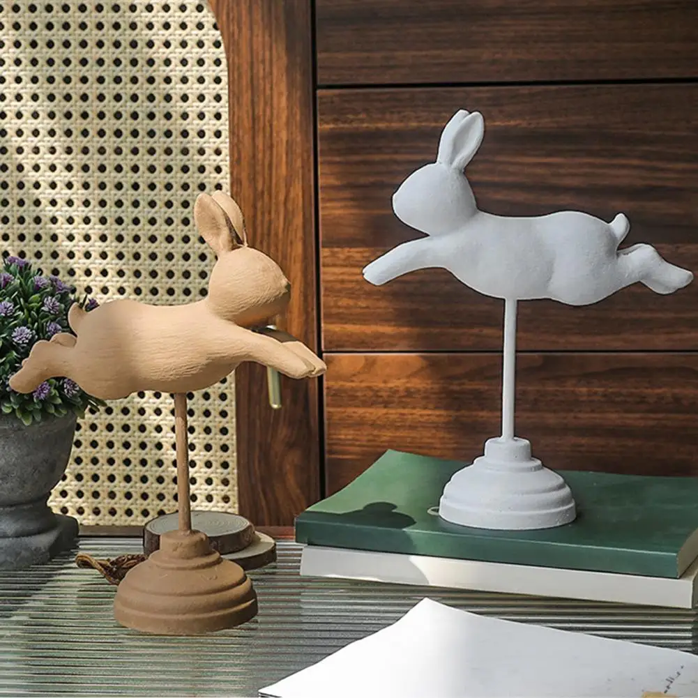 Nordic Wooden Standing Bunny for Home Decoration, Flying Rabbit Ornaments Wood Craft for Kids Room Easter Party Desktop Decorati