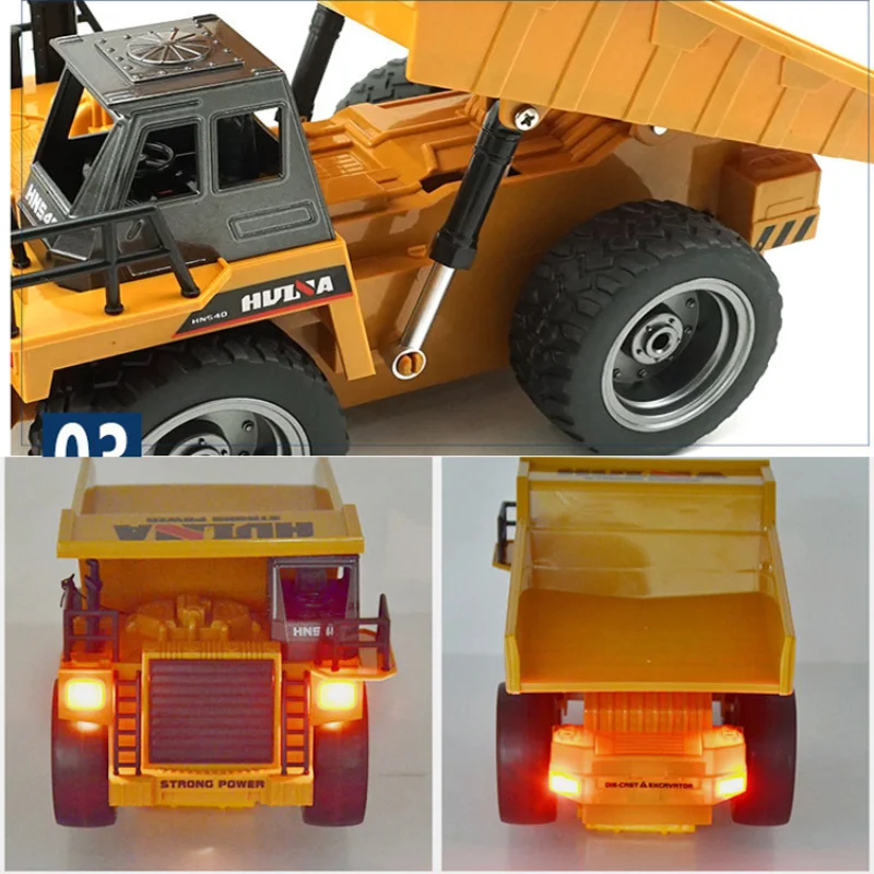 Huina Rc Truck 9CH 1:18 2.4G Engineering Vehicle Lights Electric Dump Tipper Loading Remote Control Semi-alloy Outdoor Kids Toys