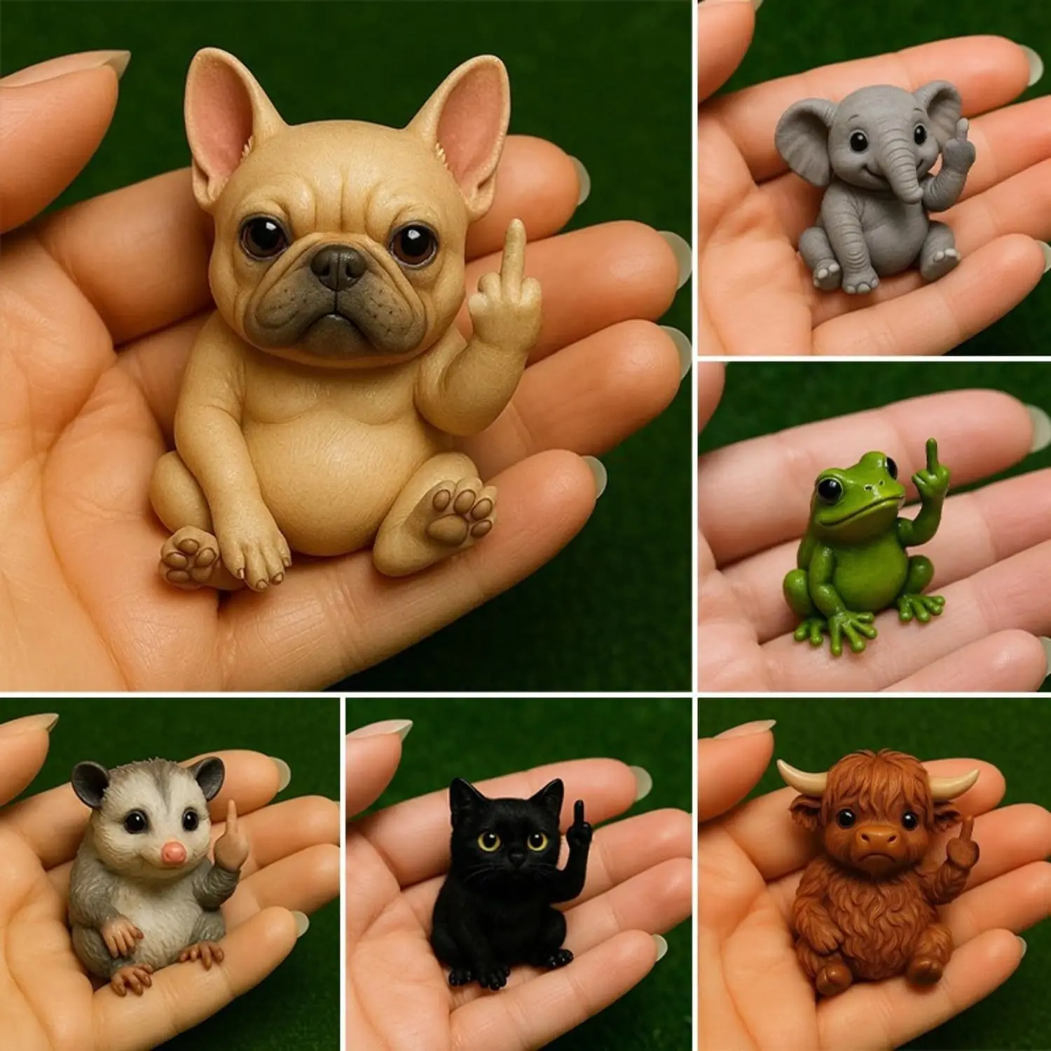 

Fun Mini Middle Finger Animal Statue Novel Resin Desktop Garden Middle Finger Sculpture Decoration