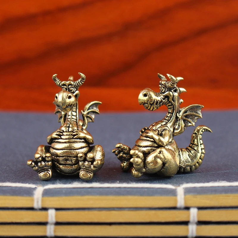 Fengshui Chinese Flying Dragon Statue Figurines Vintage Brass Lucky Animal Decorative Figurines Home Decoration Ornaments Crafts