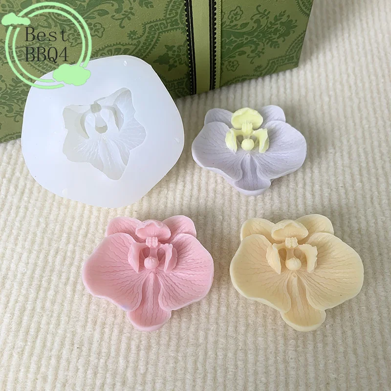 BBQ4 3D Simulation Orchid Silicone Mold Kitchen Baking Tool Rose Flower Phalaenopsis Fondant Chocolate Jelly Cake Decor Mould