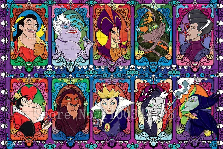 Disney villains-親と子供のためのパズル,35/300/500/1000ピース,漫画のキャラクターのパズル,インタラクティブなゲーム