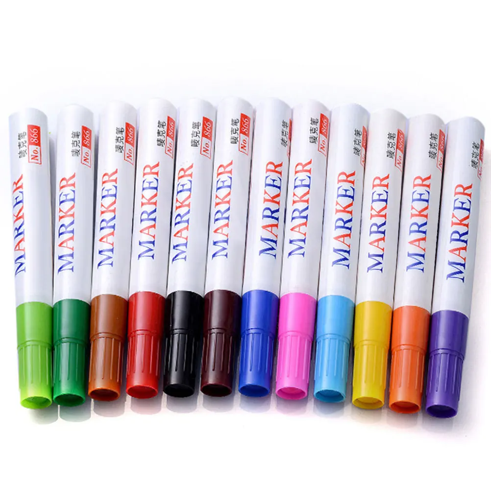 

12pcs Paint Markers Oil Based Art Pens For Metal Fabric Glass Wood Painting Drawing Writing Coloring Kids Adults School Office