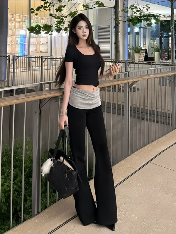 Lage taille Amerikaanse Sle Casual broek Dames Slim Fit Yogabroek Hoogbouw Lange broek Rechte pijpen Broek Zomer 2025