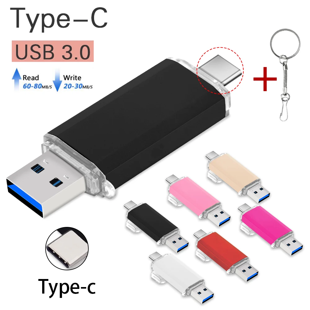 USB Flash Drive ความเร็วสูงประเภท C ไดรฟ์ปากกา512G 256G 128G 64G USB Stick 3.0 Pendrive สำหรับอุปกรณ์ Type-C โลโก้ลูกค้า