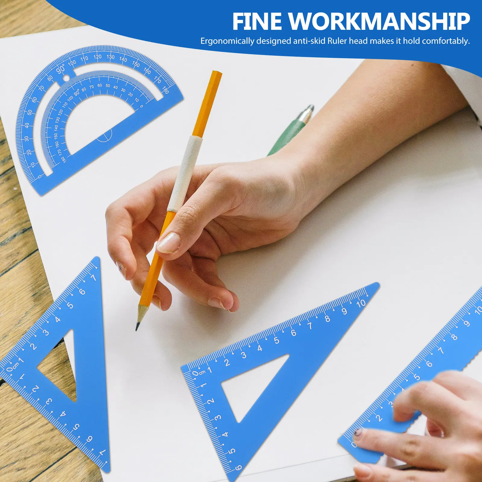 

Профессиональный набор для черчения: линейки из алюминиевого сплава, эргономичный держатель, инструменты для измерения и черчения для студентов и офиса, транспортир, угольник