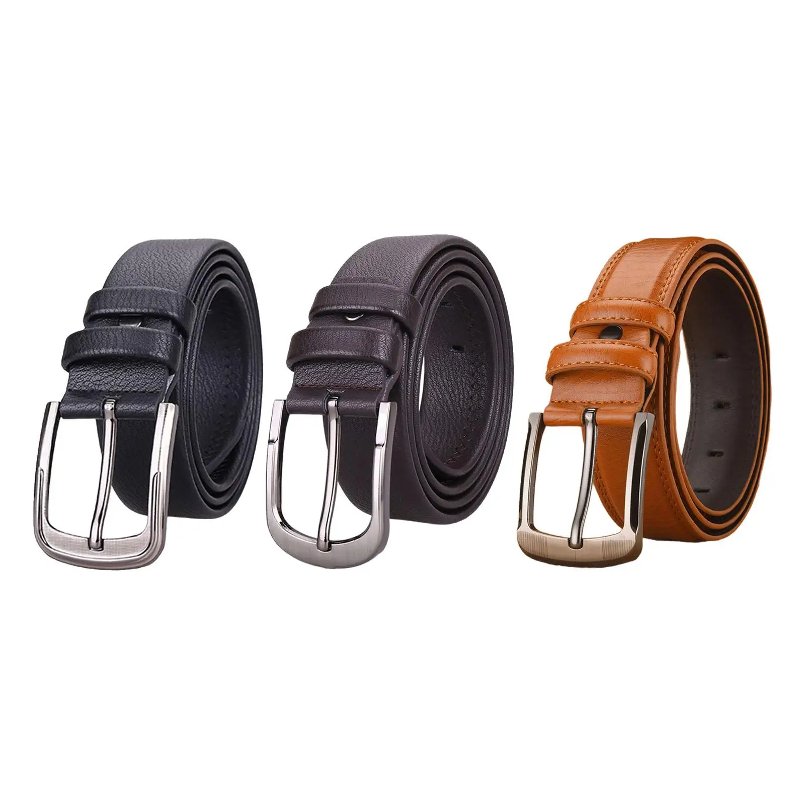 

PU Leather Belt 120cm Long Adjustable Pin Buckle Men Belt Waist Strap for Outdoor Uniform Jeans Accessories Wedding Trousers