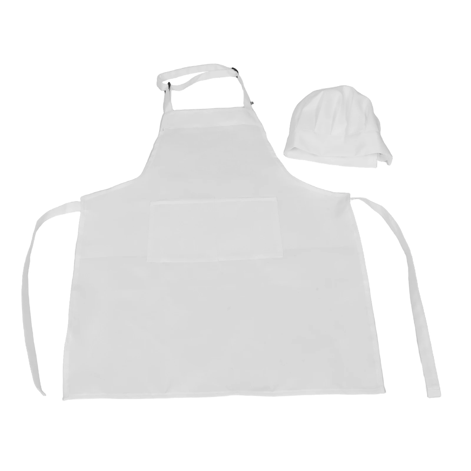 

1Set Adjustable Kitchen Bib Apron White Polyester Professional Chef Apron for Men Girls Cooking Grilling Restaurant Party