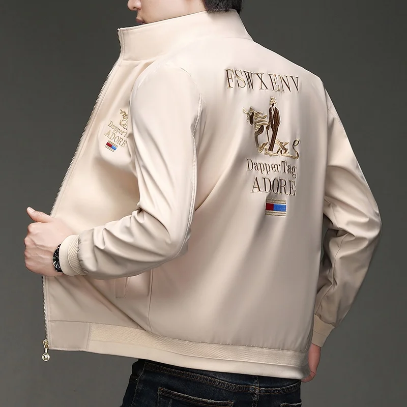 

Новая мужская куртка-бомбер с вышивкой в американском стиле, весна-осень-зима 2025, повседневная бейсбольная куртка, верхняя одежда