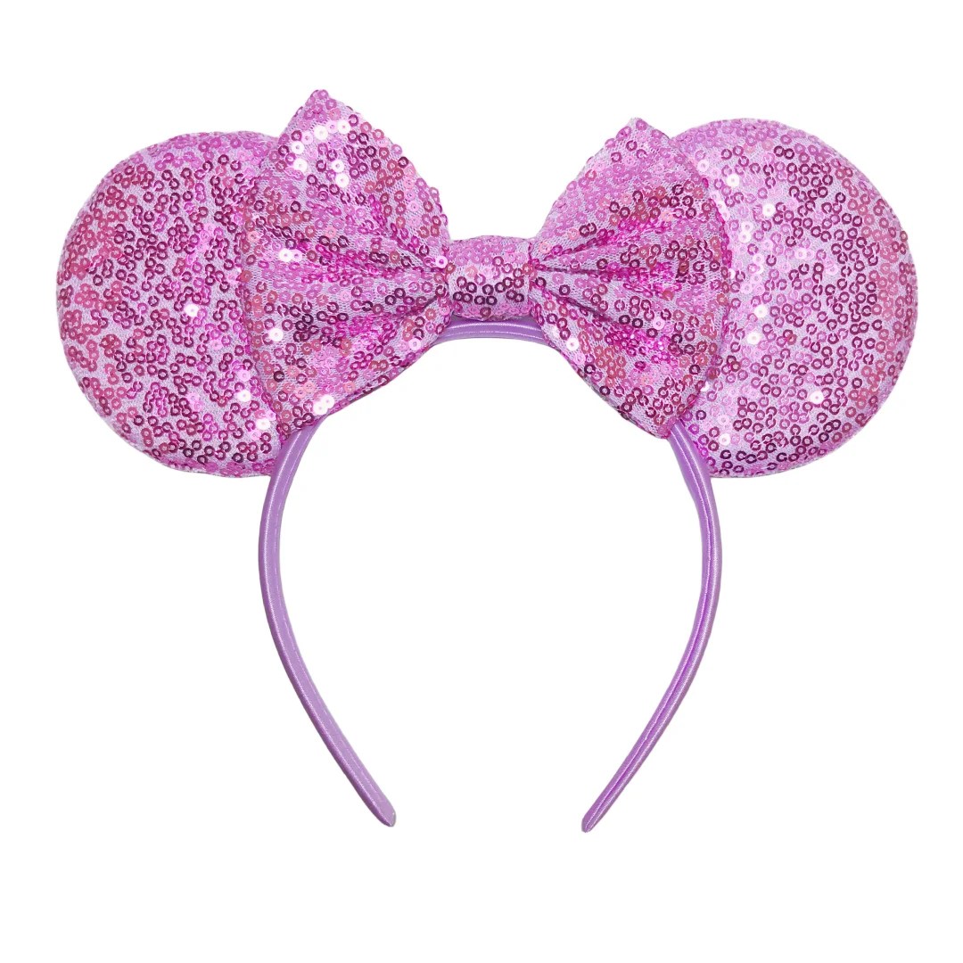 

Newest Mouse Ears Headband Cartoon Sequins 5"Bow Headwear Girls Children Festival Party DIY Hair Accessories