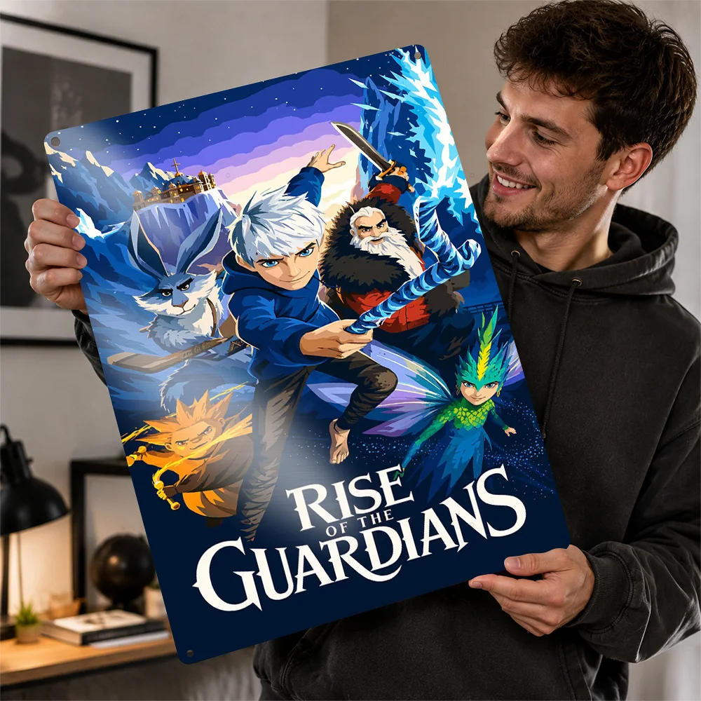 Rise Of The Guardians Cast Printed Poster Anime Wall Art For Entertainment Room Personalized Aluminum Metal Sign Cinema Fan Gift
