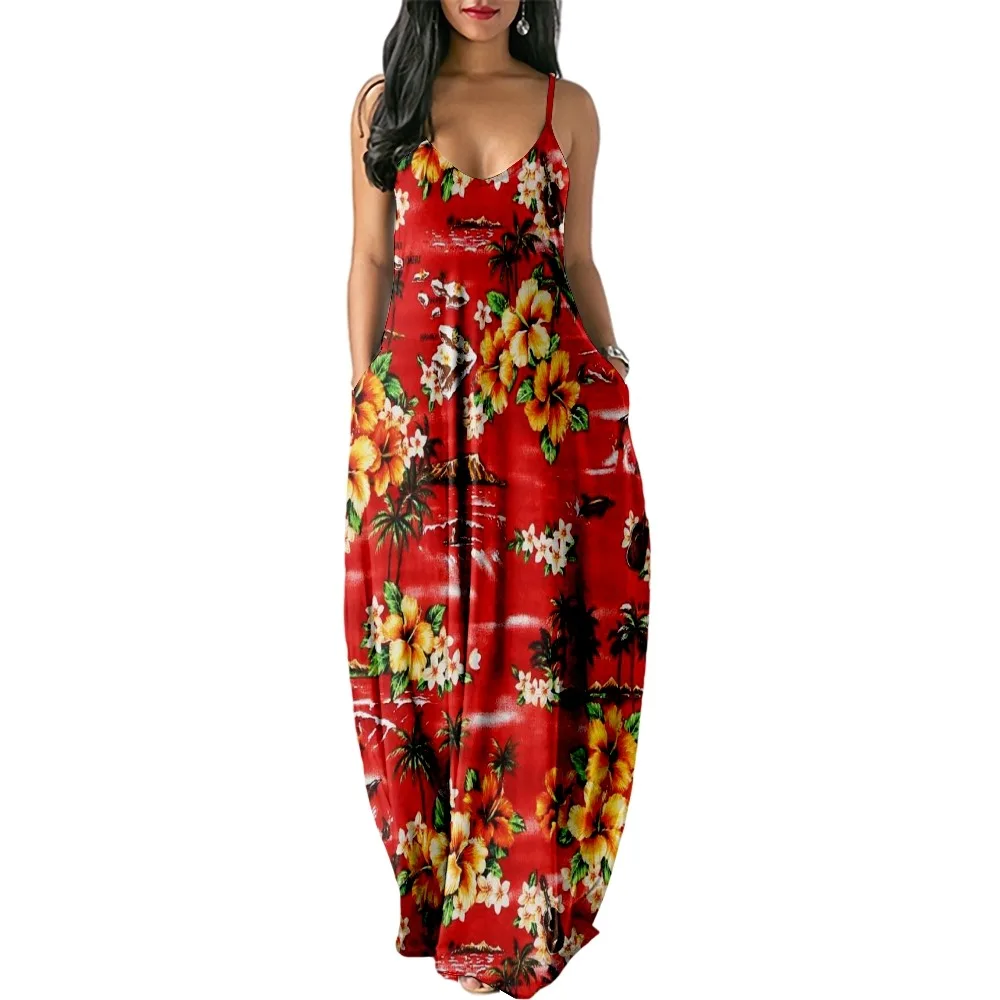 Women New Dress Halter Neck Summer Flower Print Sleeveless Midi Backless Party Sexy Dresses Beach Casual Streetwea