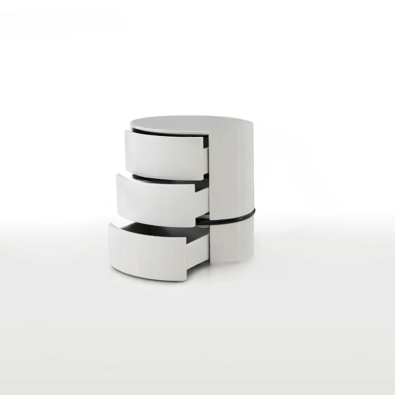 Modern design solid wood bedside table round storage bedside table