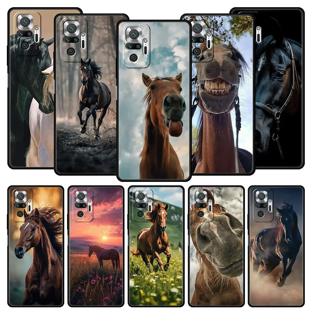 Phone Case For Xiaomi Redmi Note 14 13 12 5G 11 10 Pro Plus 4G 9S 9 14C 13C 12C 10C 9C 9A Soft TPU Cover Horse Animal