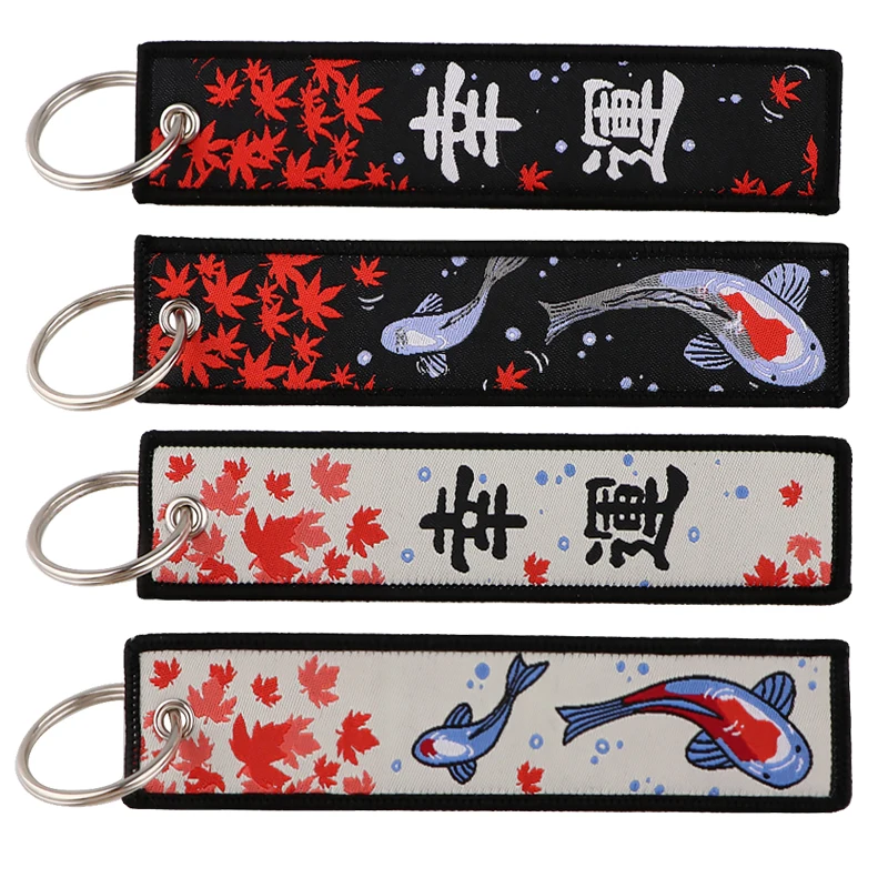 

Embroidered Koi Cute Key Tag Keychains Women Anime Keychain for Car Motorcycles Keys Keyring Men Holder Jewelry Gifts