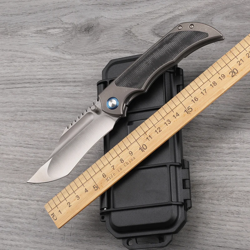 

M390 Steel Titanium Alloy Linen Handle Folding Knife Outdoor Camping Tactical Defensive Portable Survival Tool EDC