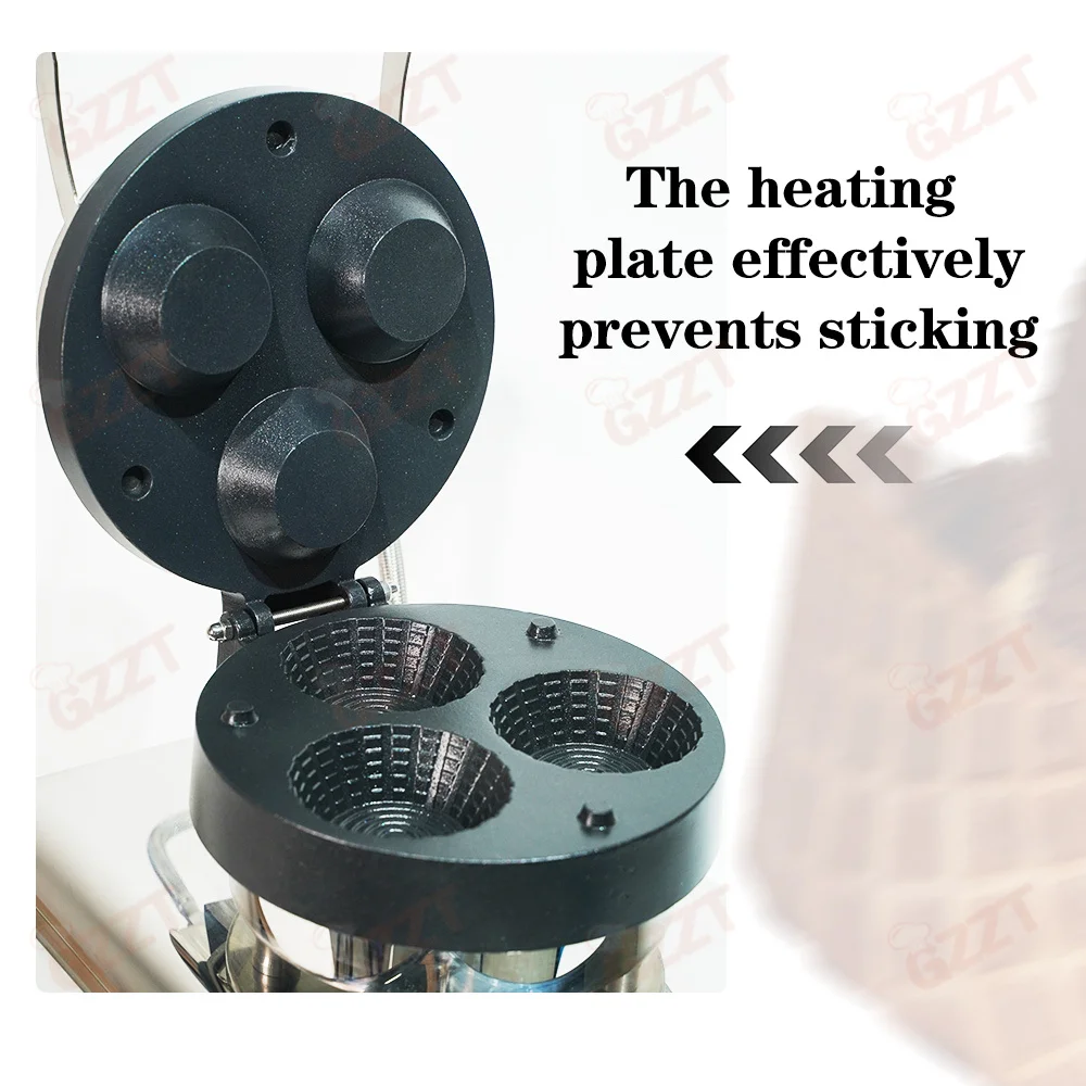 

【2026】3 Pieces/Time Commercial Crispy Ice Cream Waffle Cone Machine 5 Minutes Timer Flower Basket Shape Ice Cream Bowl Shaped Ma