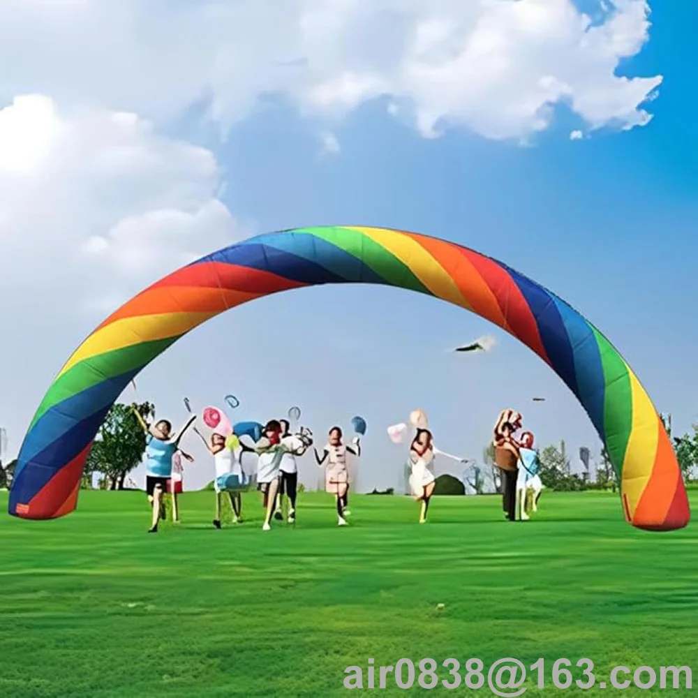 Custom Inflatable Rainbow Arch Balloon Colorful Advertising Birthday Archway Welcome Gate For Outdoor Party Event Decoration