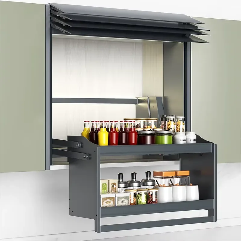 Smart Kitchen Electric Lifting Soulution Touch Switch Motorized Interlock Sliding Door