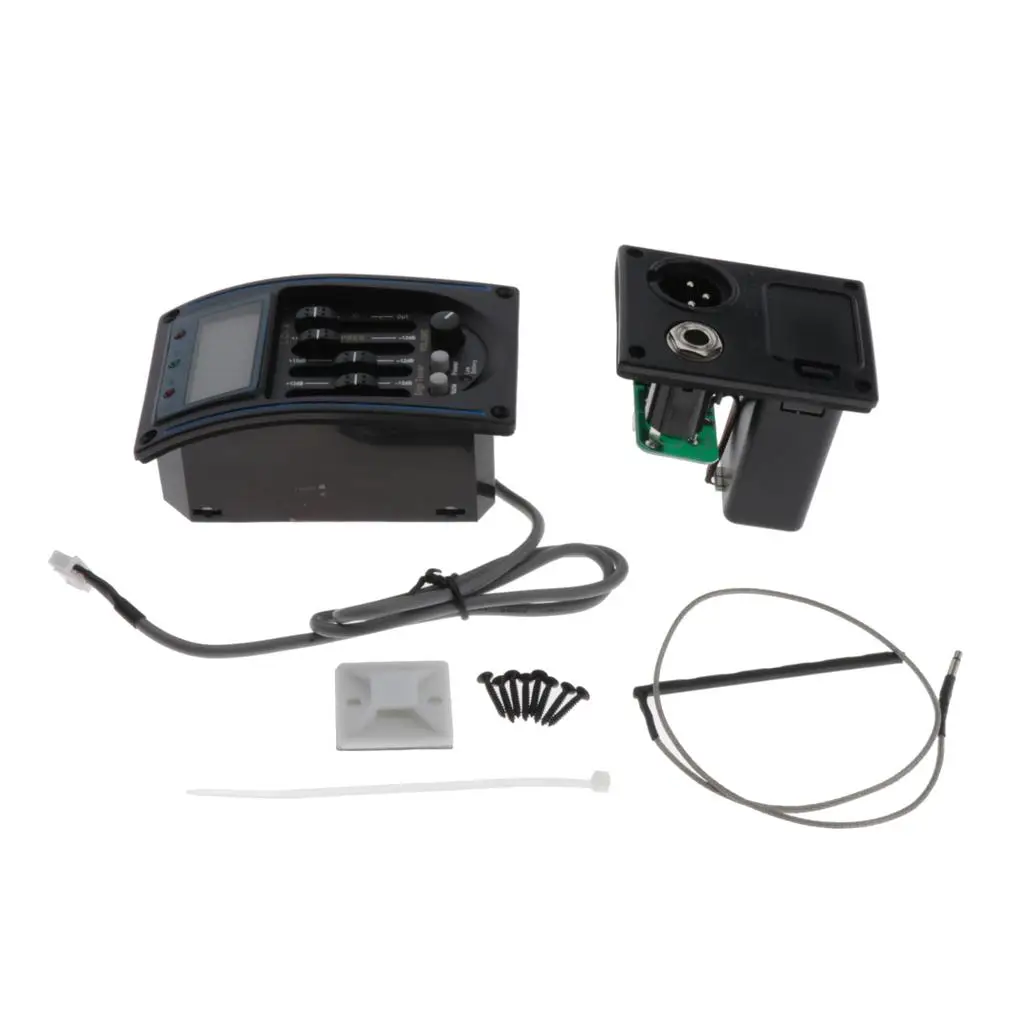 

Гитарный эквалайзер с 4-полосным фильтром, ЖК-тюнером, предусилителем и регулятором громкости, активный акустический звукосниматель для музыкальных выступлений