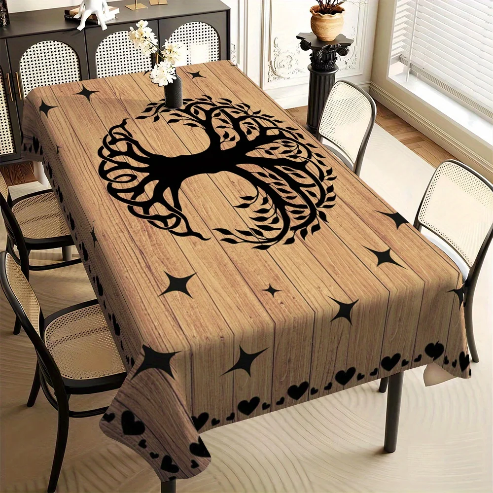 1pc Tree of Life Pattern Tablecloth Rectangular Tablecloth Home Printed Tablecloth Holiday Party Decoration