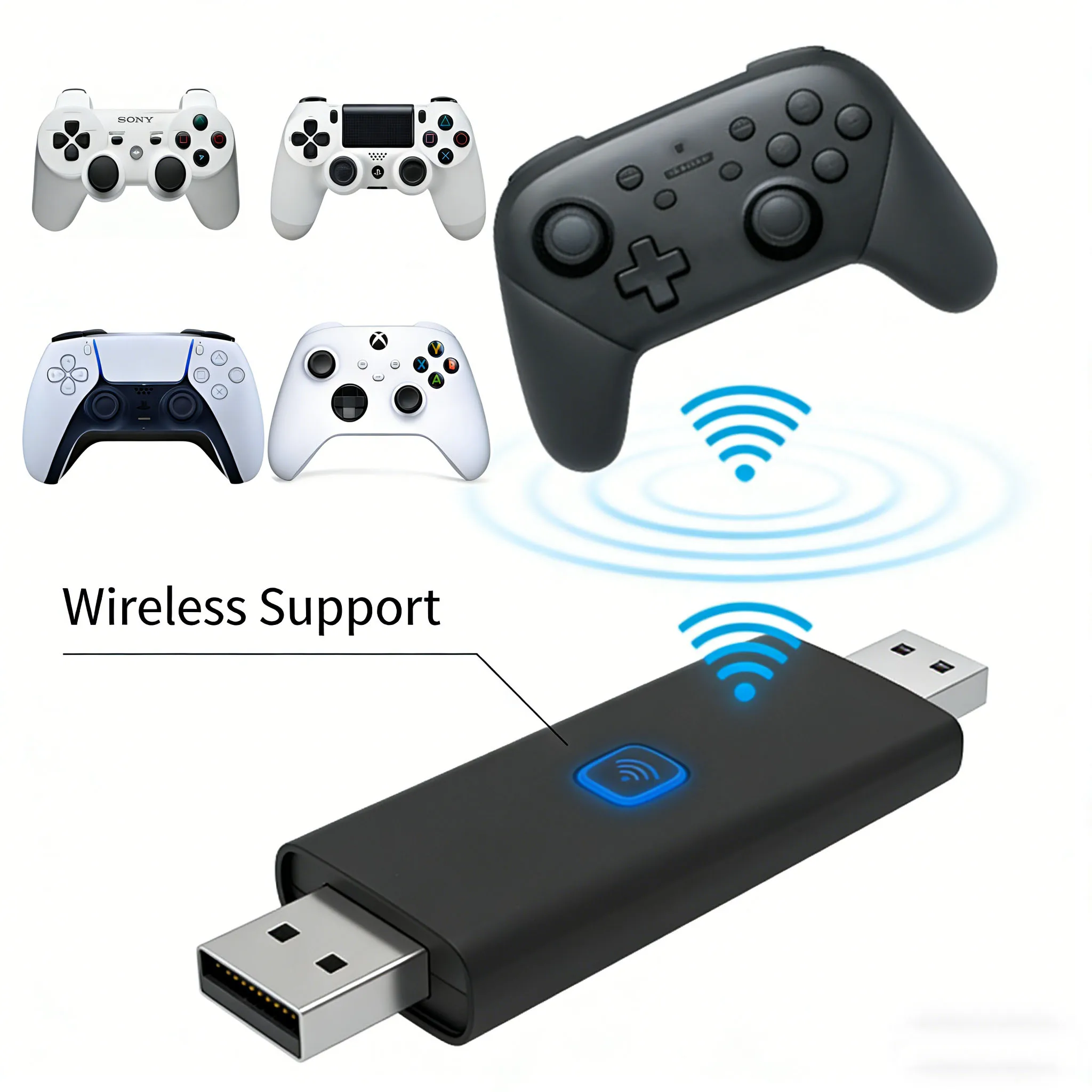 

Bluetooth USB-адаптер для Switch/Switch 2, ПК с Windows, Mac и Raspberry Pi, совместим с контроллерами PS/Xbox One S/Switch Pro
