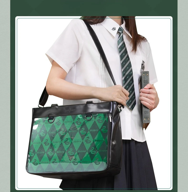 

Anime Slytherin Gryffindor Ita Bag Women Square Leather Exterior PVC Transparent Shoulder Bag Ladies Large Capacity Handbag