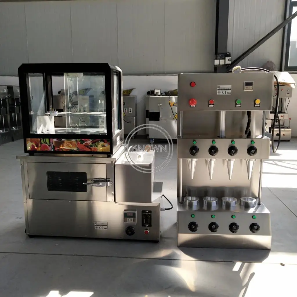 2021 adonan Pizza pembagi Prossing 4 kerucut pembuat kerucut Pizza baja tahan karat komersial lemari pajangan Oven mesin Pizza