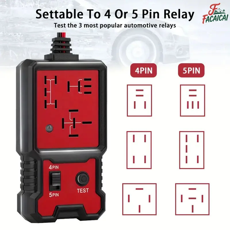 

Durable 12V Auto Relay Tester with Battery Clips - Car Diagnostic Tool for 4-Pin & 5-Pin,Easy-to-Use Automotive Testing Device