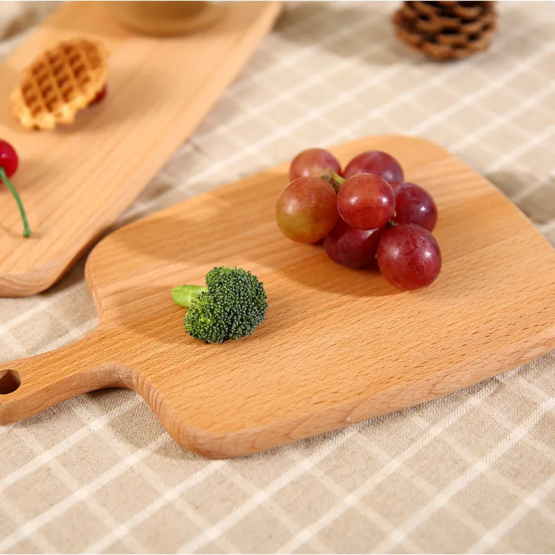 Quality Kitchen Wooden Chopping Blocks Beech Walnut Cutting Board Pizza Bread Fruit Sushi Tray Hangable Non-slip Kitchen Tools