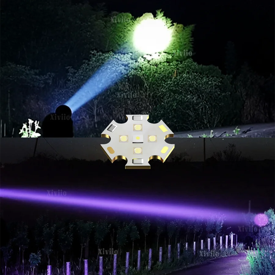 30W+4*XPG LED Purple Light Headlamp 999000000LM Telescopic Zoom Rechargeable Head Torch Fishing Hunting Hiking Outdoor Work Lamp
