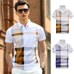 Men's Fashion Business Casual Stripe Polo Comfortable Top British Style