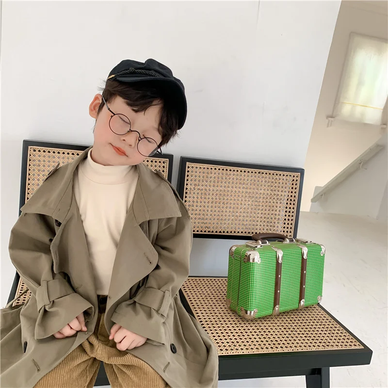 Autumn Fall Kids Fashion Trench 2-7 Years Boys Girls Big Turn-down Collar Long Windbreaker Children Outerwear Toddler Kids Coat