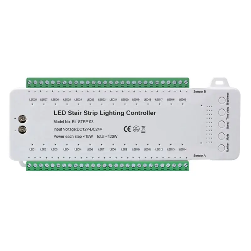 Efficient 2X Stair LED Motion Sensor Controller Smart Stair Induction Controller LED Strip Dimmer Stairway Light Controller