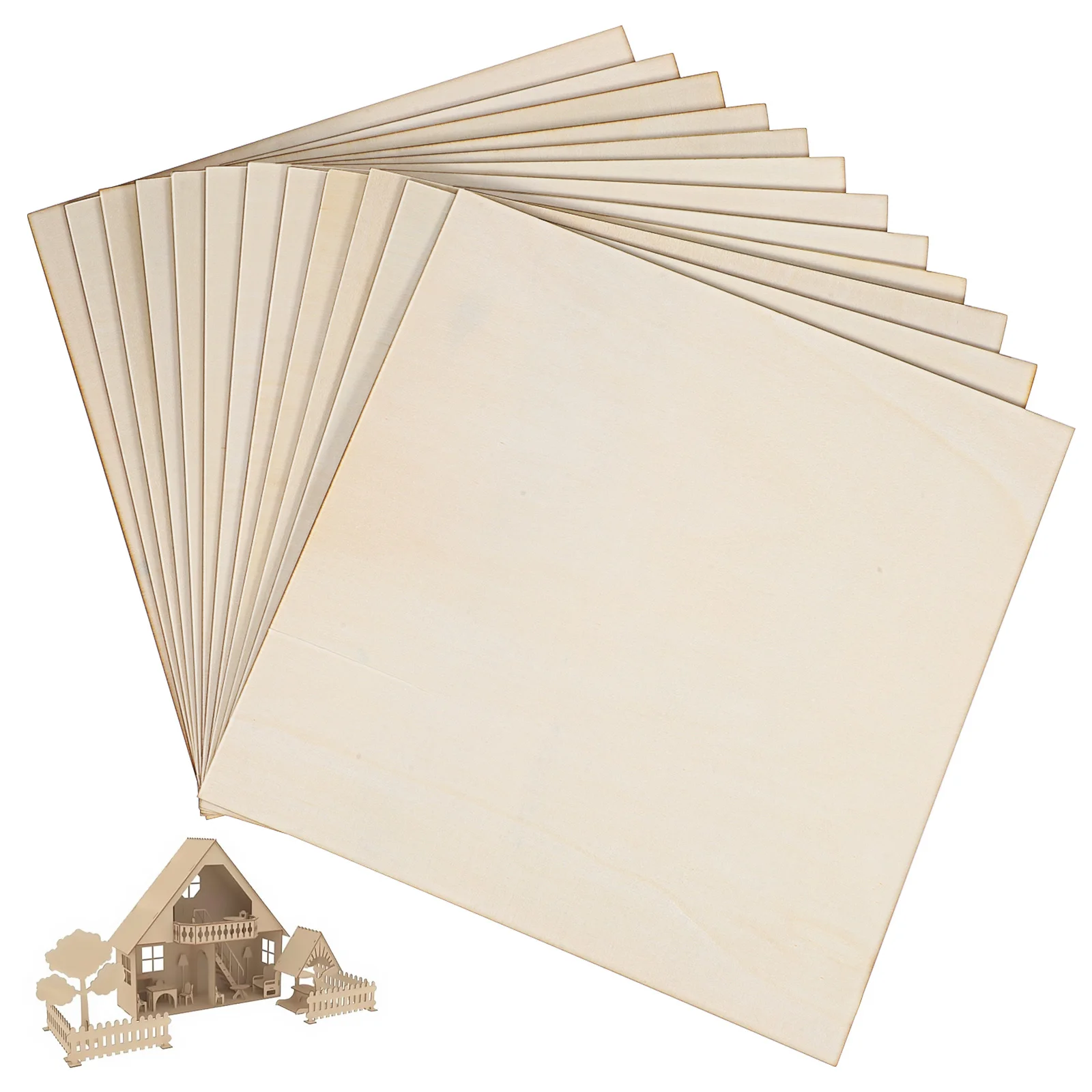 

12Pcs Multilayer Plywood Unfinished Wood Squares Rustic Smooth Edges Perfect for Painting Engraving Burning Carving Craft Wood