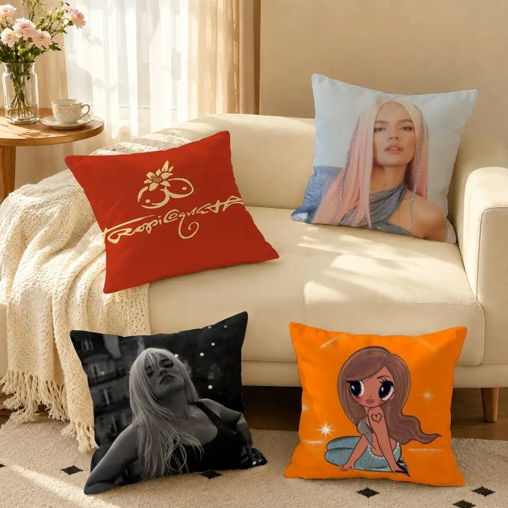 Singer Karol G  Square Double-Sided printed Pillow Case Bedroom Bedside Pillow Sofa Cushion Cover