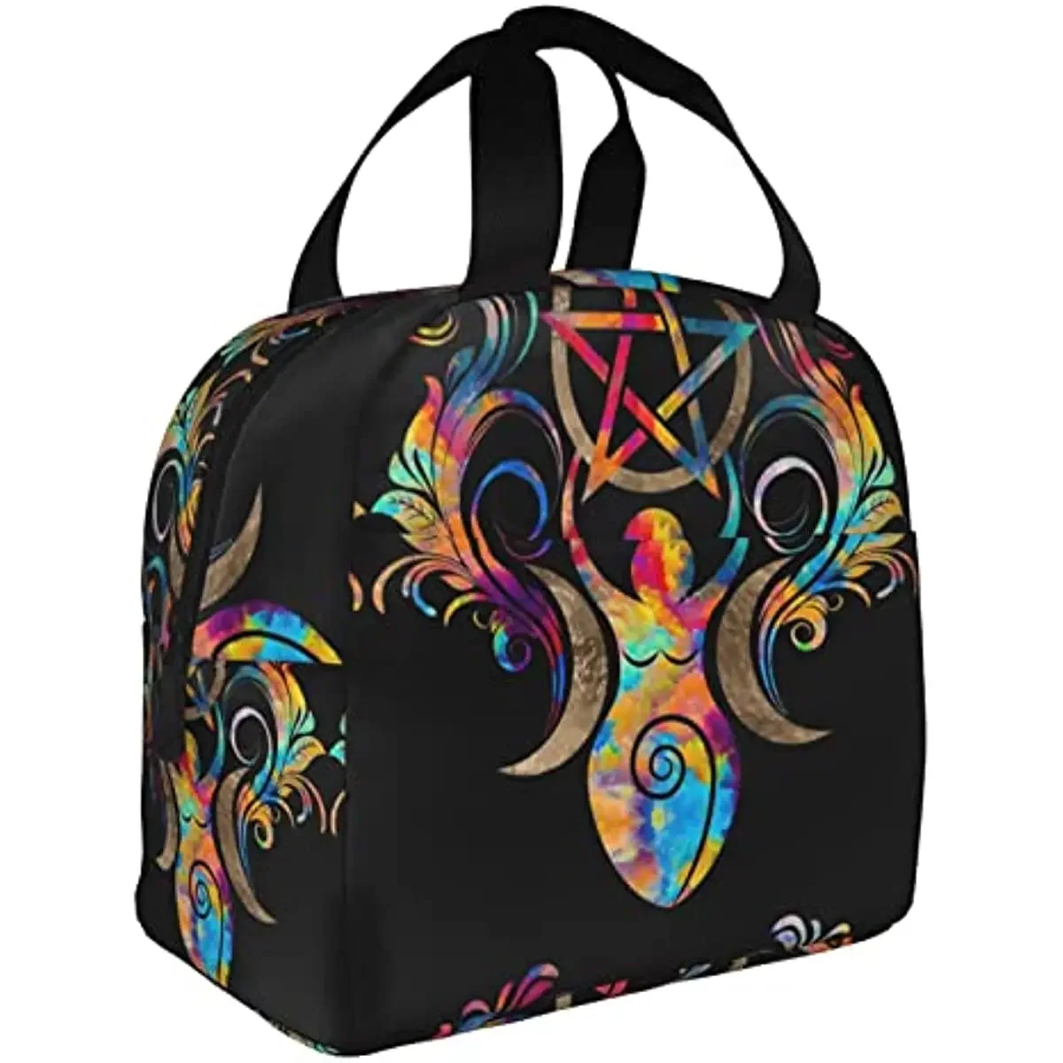 Tote Bag Lunch Bag Triple Moon Goddess with Pentagram Art Lunch Box Insulated Bag Tote Bag Reusable Waterproof