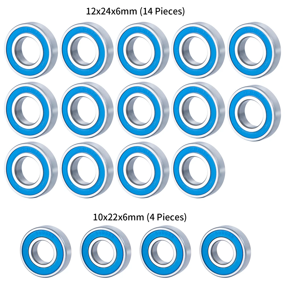 YEAHRUN 18Pcs RC Crawler Car Complete Blue Ball Bearing Kit Metric Rubber Sealed Chrome Steel For 1/5 DBXL-E Desert Buggy