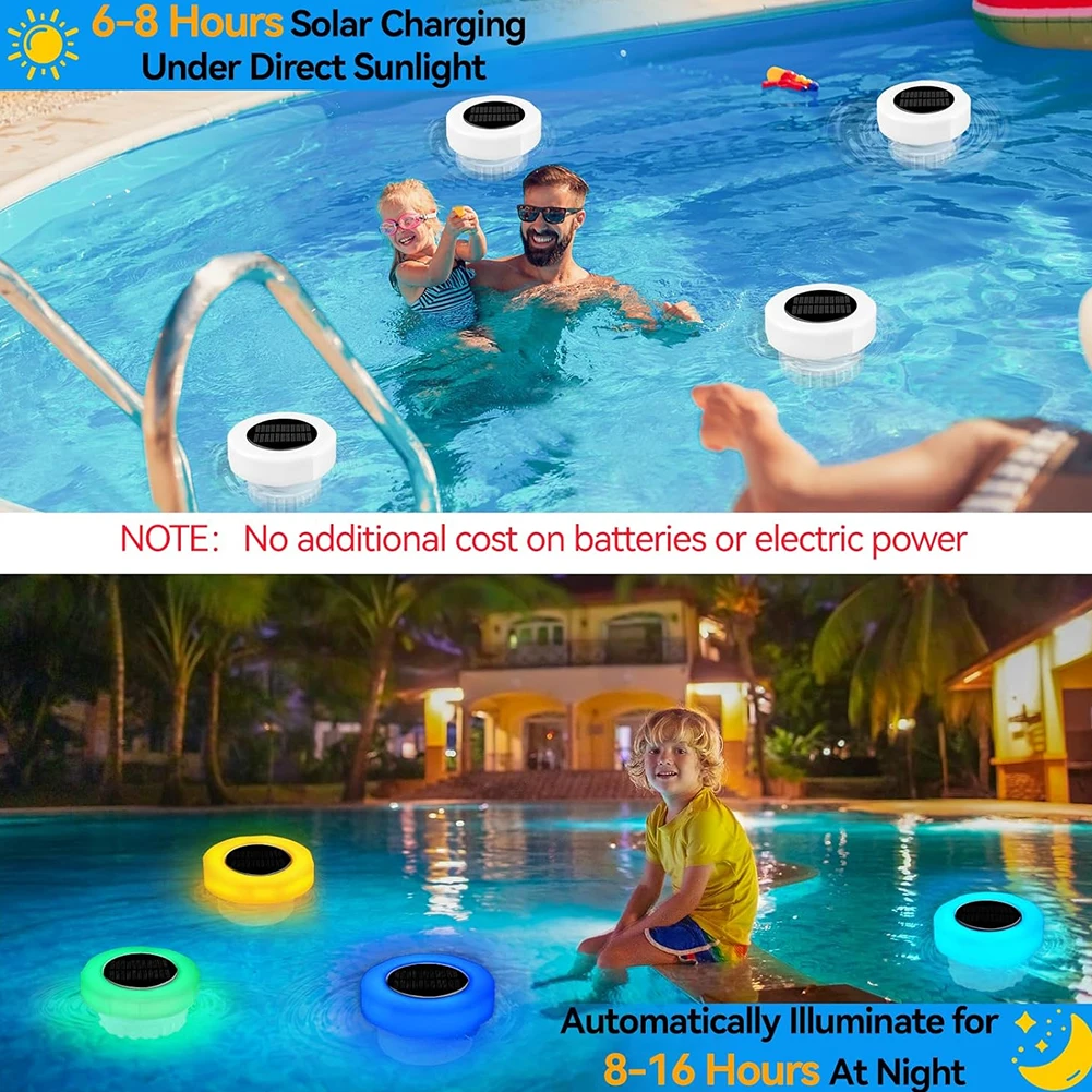 Pool Chlorine Tablet Dispenser Solar Floating Chlorine Dispenser Colorful Downlight Tub Chlorine Floater Floating Water Cleaner
