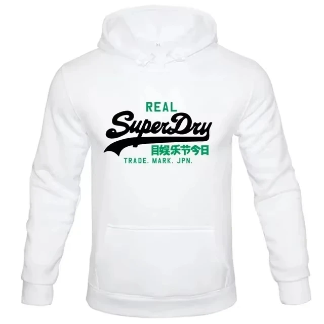 Cotton SweatshirtsHooded Sports Casual Sweatshirt Street Style Superdry Letter Print Elegant Autumn Winter Fleece Pullover