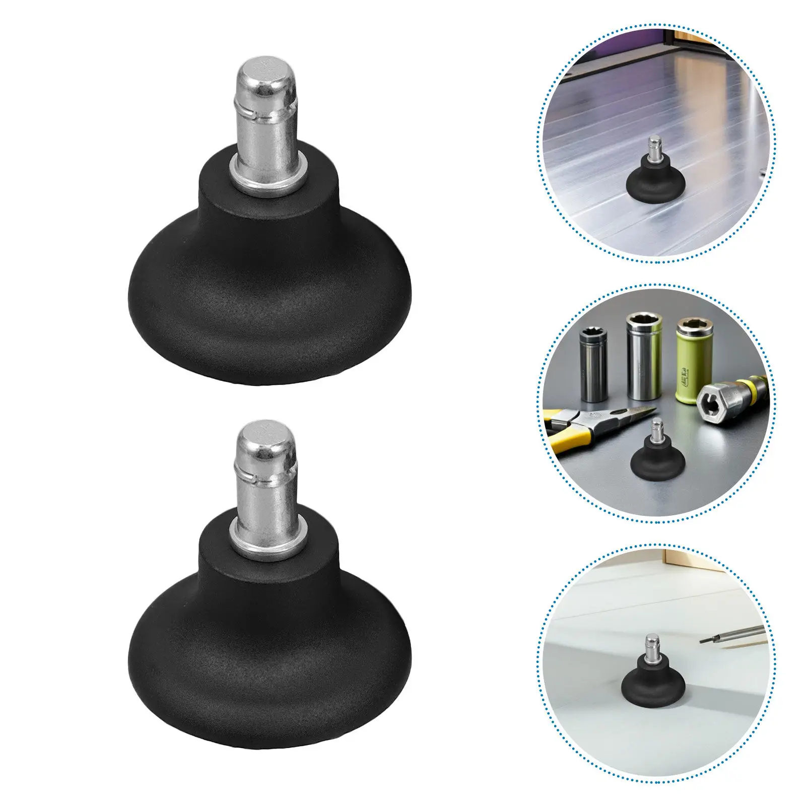 10Pcs Universal Office Chair Glides Black PU Fixed Bell Glides Threaded Stem Noise Reducing Floor Protectors for Carpet