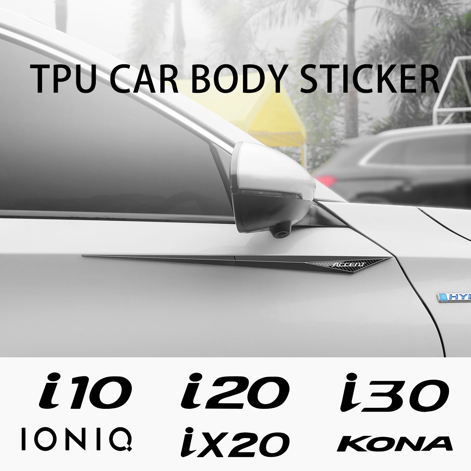 2pcs Car Body Tuning Exterior Decorative TPU Sticker For Hyundai i10 i20 i30 i40 ix20 ix35 ix55 Kona Accent Equus Ioniq eon Gdi