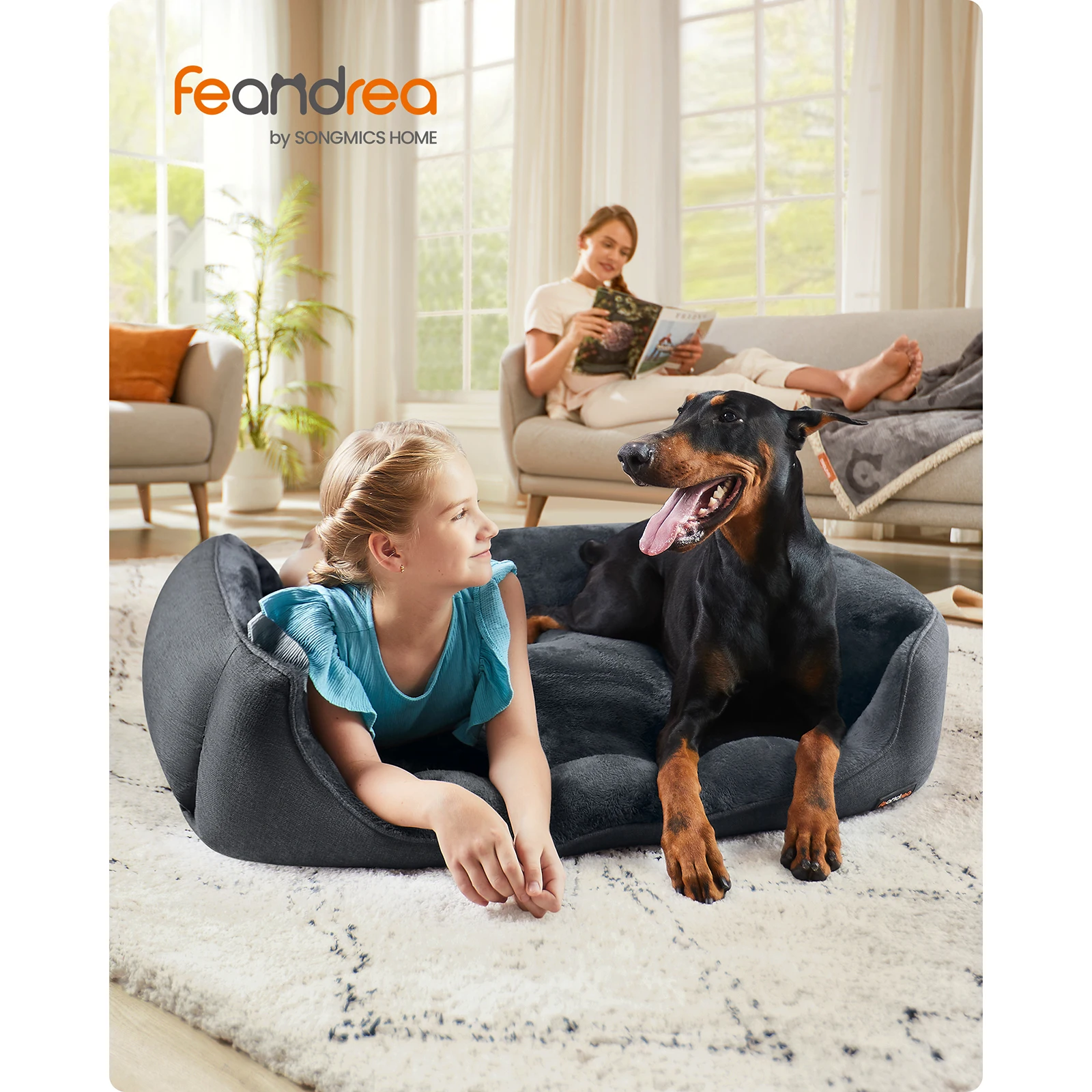 Mir pour Animaux pour Chiens, Canape en T, Façon Lin, Bords Rehausshealing, 120x90x30 cm