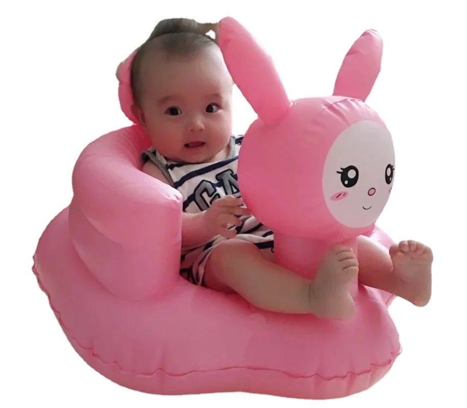 Pink Rabbit Kids Inflatable Bathroom Sofa Armchair Learn Portable Multifunctional Infant Safety Bath Seats Cartoon Dining Chair